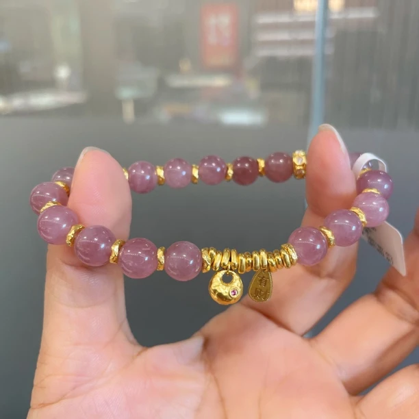 足金999纯金小福袋整圈盘缠粉色配件个性搭配送人礼物