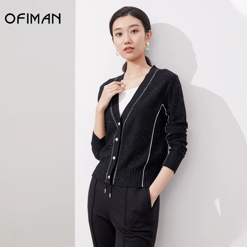 【粉丝专属】Ofiman年秋冬新款时尚修身减龄小香风开衫羊毛衫外套
