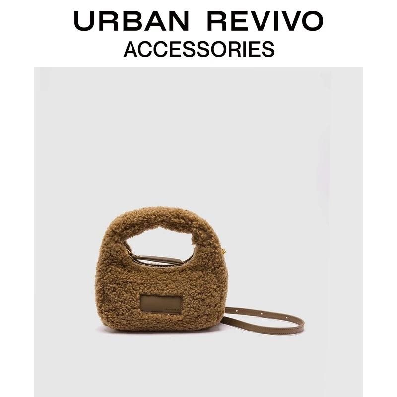 URBAN REVIVO2025秋季新款女流光风毛绒手提斜挎包UAYB50166