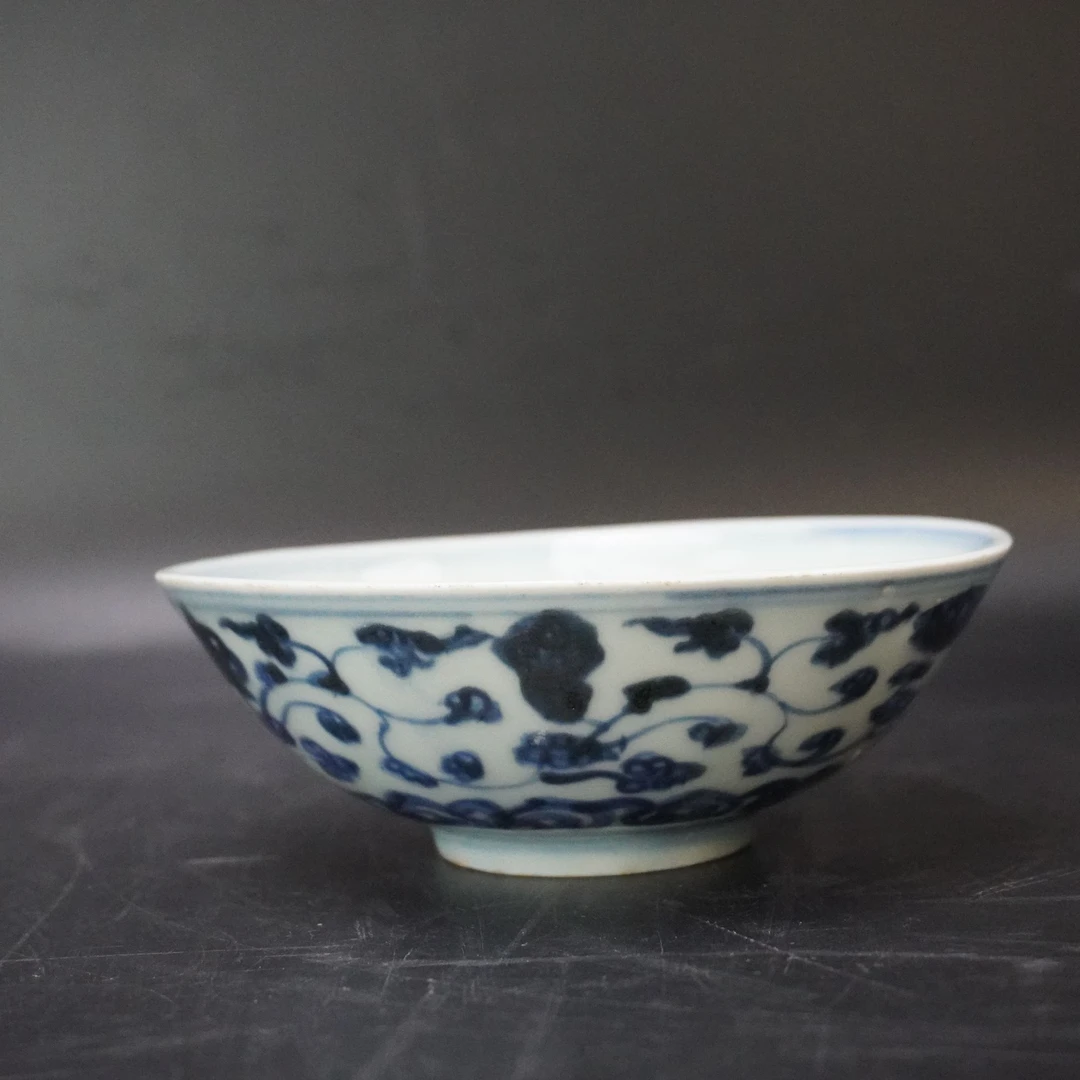 Lot.25120076明正德青花缠枝花卉纹碗 高：约5cm直径：约14.6cm