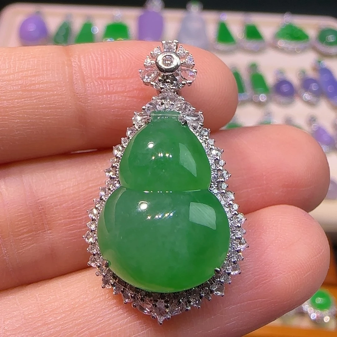 翡翠18K金镶嵌吊坠(不含链)