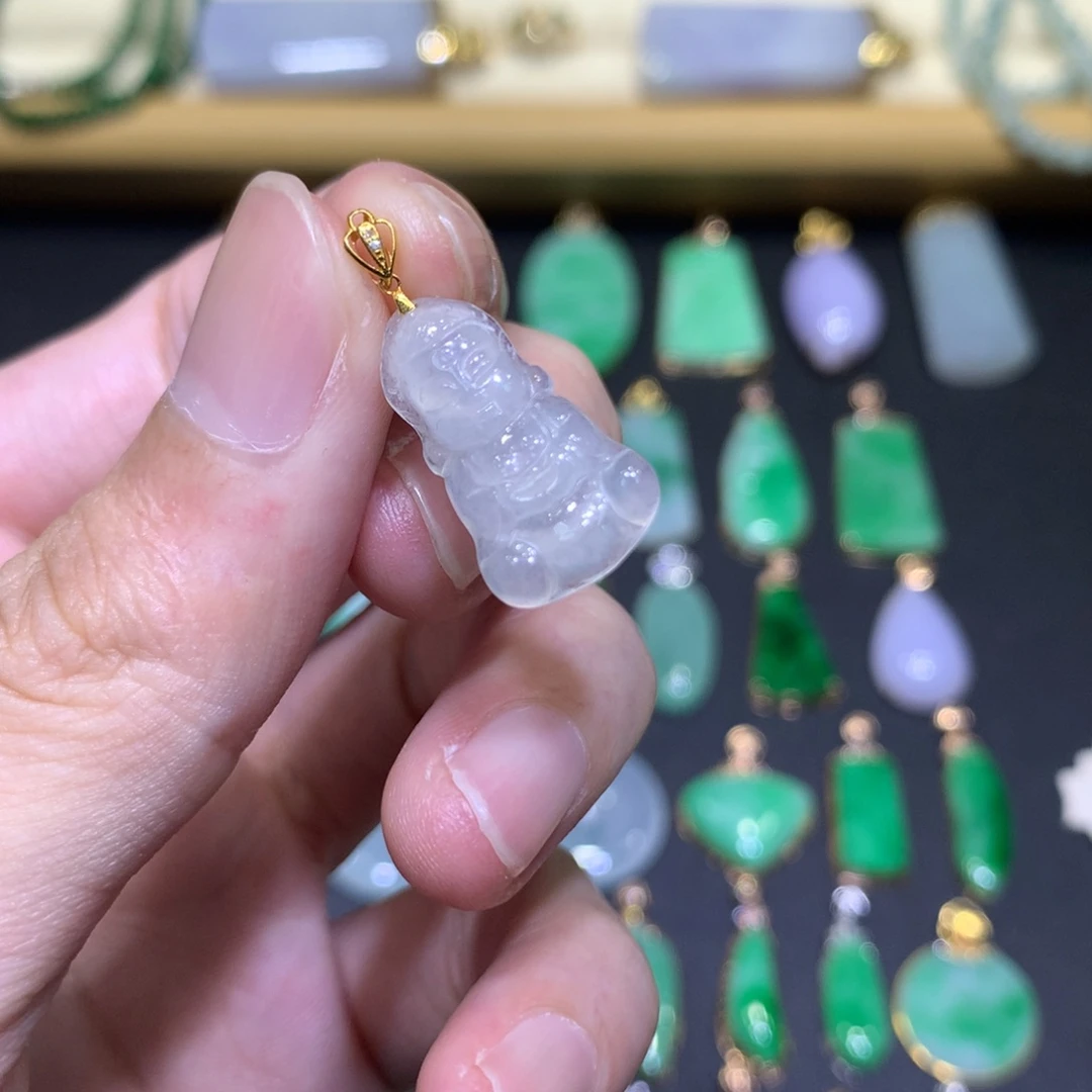 翡翠18K金镶嵌吊坠(不含链)