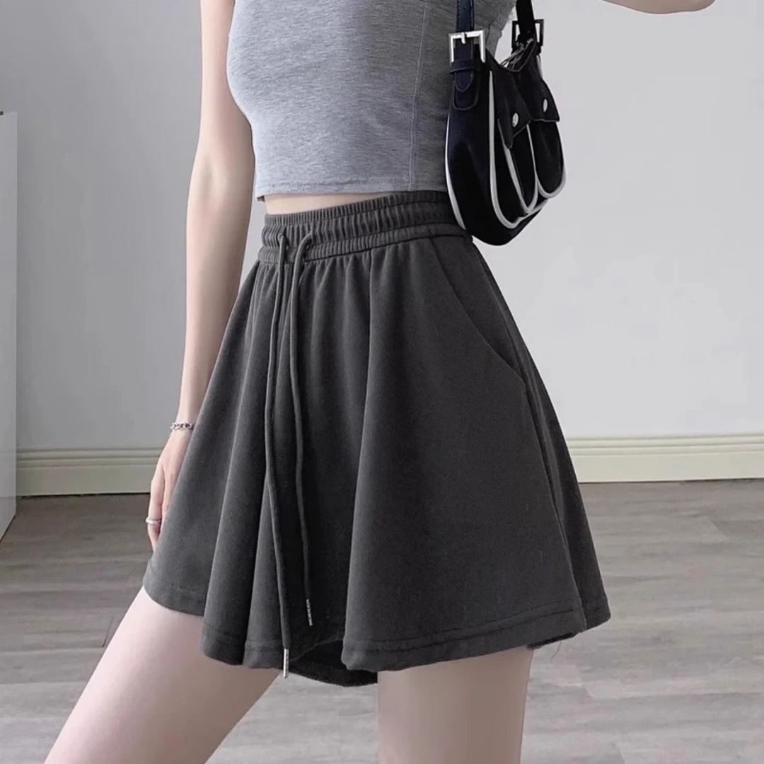 阔腿a字运动短裤裙女裤大码胖mm梨型身材高腰显瘦夏季半裙五分裤