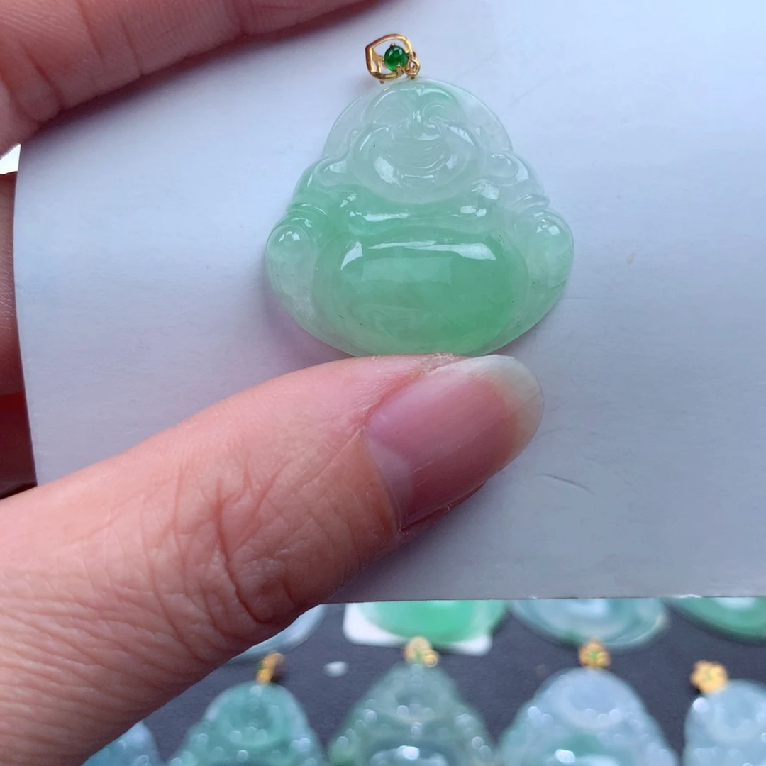 翡翠吊坠(不含链)18K金镶嵌