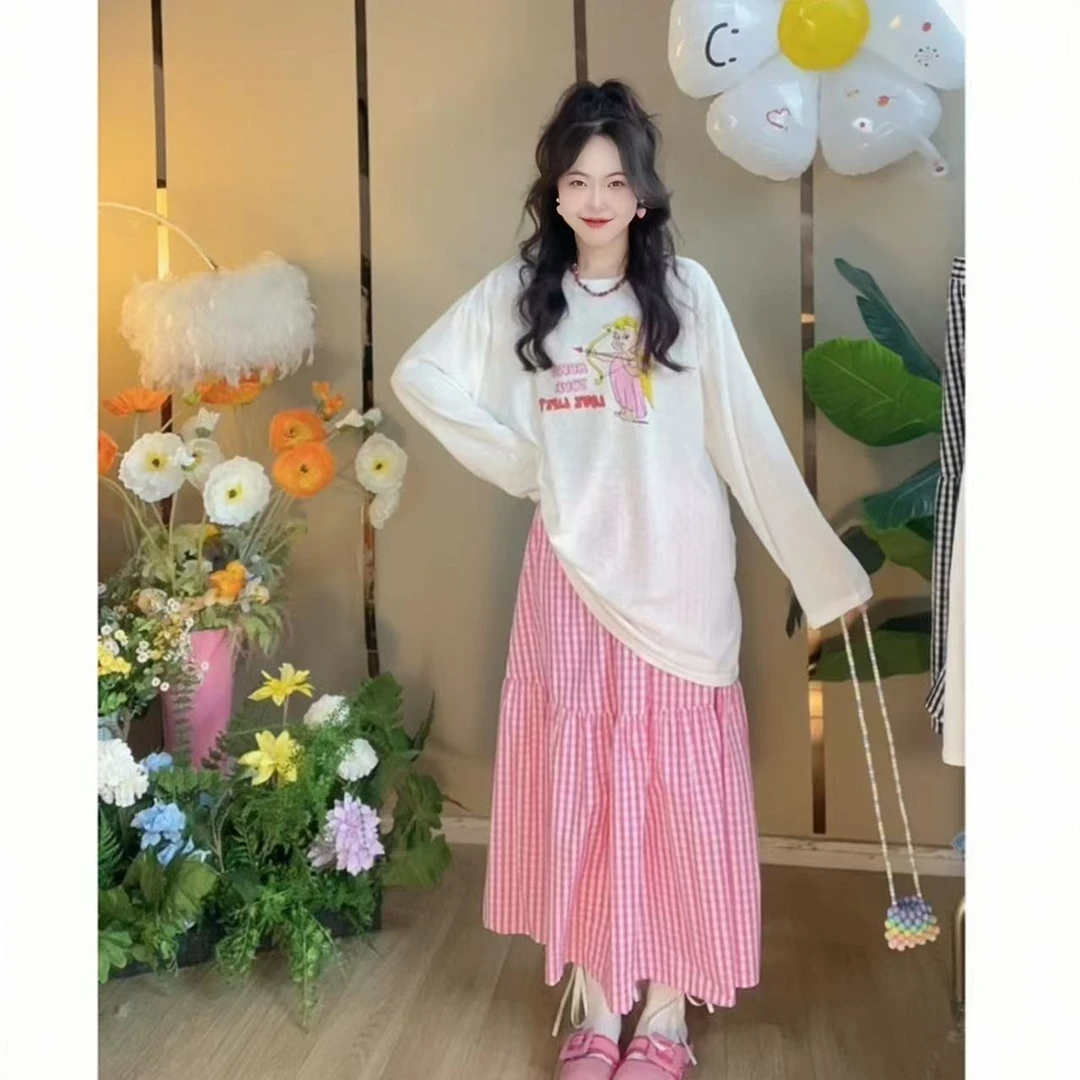 燃冉【韩女密码】春夏韩版甜美韩系时尚格子半身裙休闲百搭甜美半裙