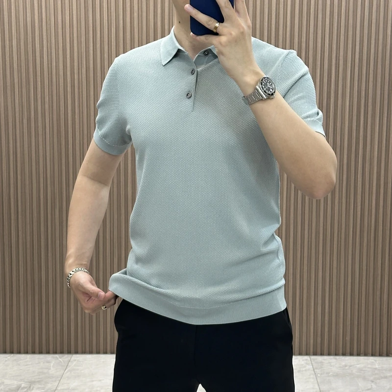 欧若风新款时尚简约翻领POLO衫休闲商务春夏针织短袖半袖男士百搭