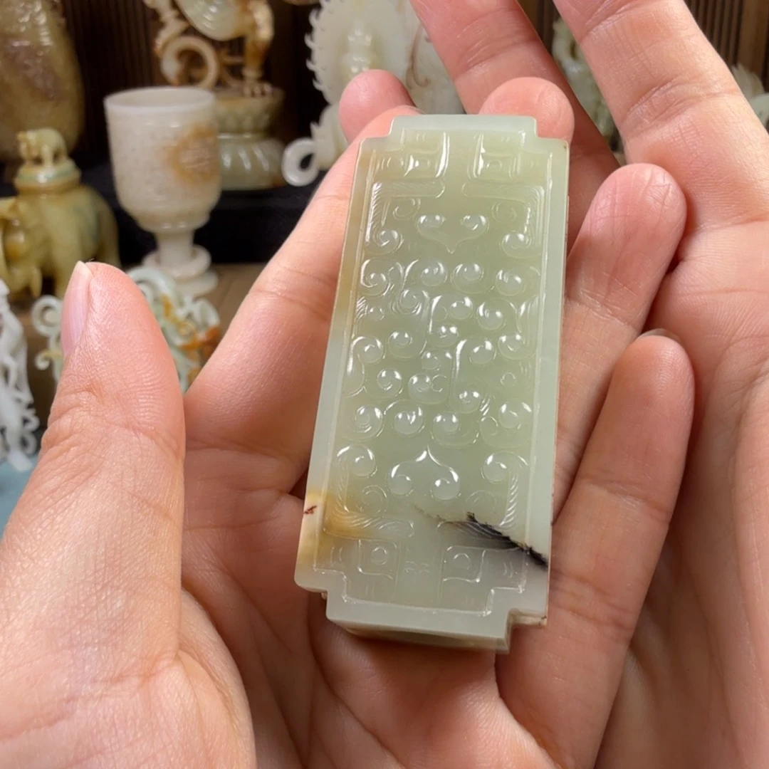 古瓷古玉和田玉手持龙***湖