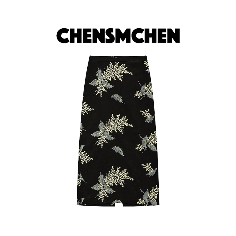 CHENSMCHEN 设计感时尚直筒半身裙女休闲百搭显瘦裙子CSQ6680YW