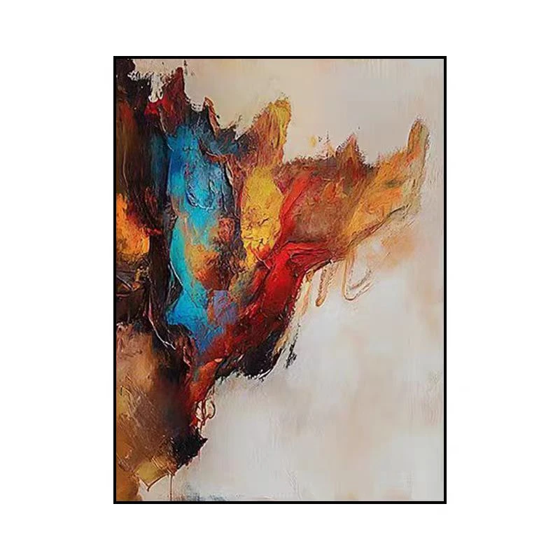 【悦己】抽象 客厅沙发玄关高级质感 磨砂哑光手工砂岩肌理画