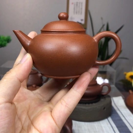 茶壶紫砂水平壶老红泥120cc