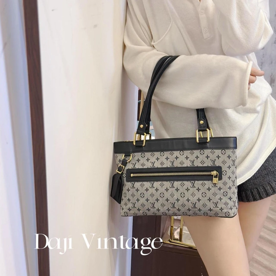 95新 LouisVuitton/路易威登 大吉中古/Lv灰蓝丹宁开口笑单肩包