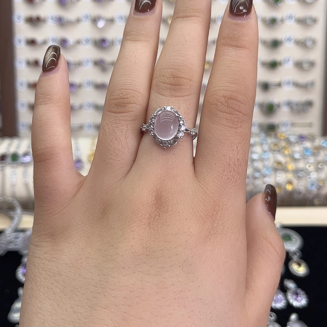 芙蓉石戒指银S925镶嵌