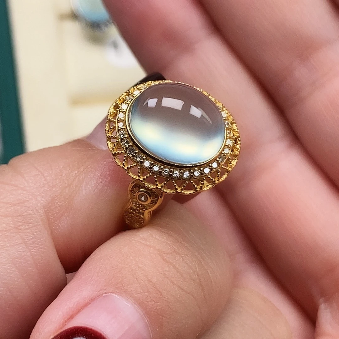 H***n蛇纹石玉银S925镶嵌戒指