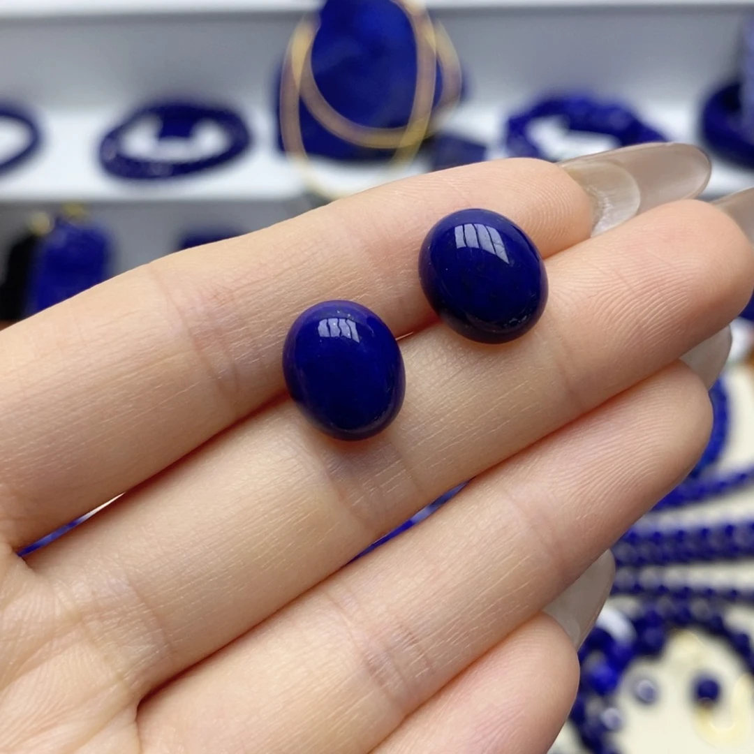 青金石未镶嵌耳饰