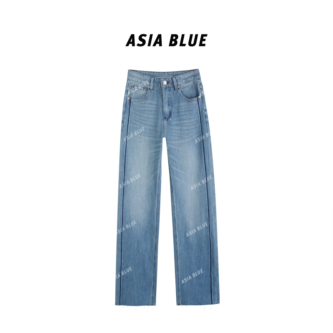 【ASIA BLUE】微弹高腰压线百搭显瘦牛仔裤#YH6037