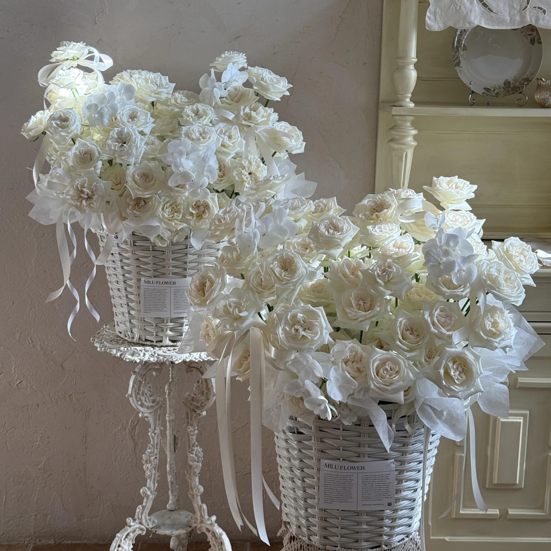 七夕新品仿藤抱抱桶手工编制花篮花店diy花束花艺资材