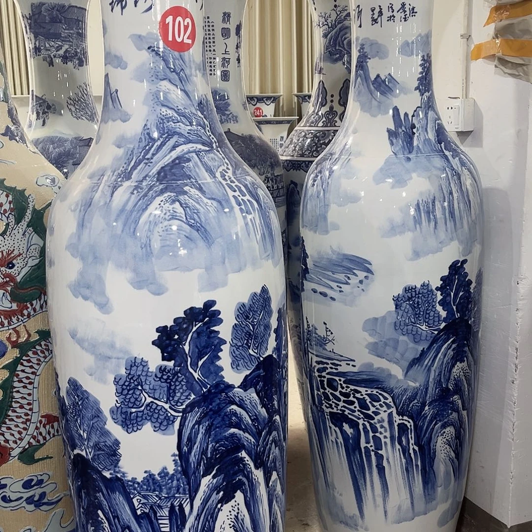 潇***回陶景德镇落地大花瓶高度1.8左右一对