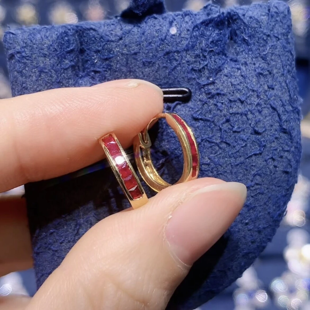 【蒂凡妮珠宝】18K金红宝石耳扣 源头工厂价