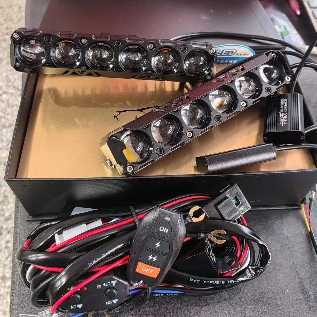 【新款】汽车摩托车超亮led射灯越野车中网改装透镜货车雾灯铺路