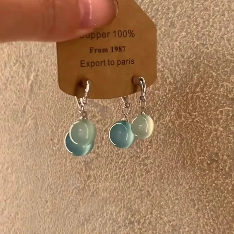 铜合金玻璃耳饰 小清新珠珠耳环女甜美百搭耳钉夏季新款精致耳饰