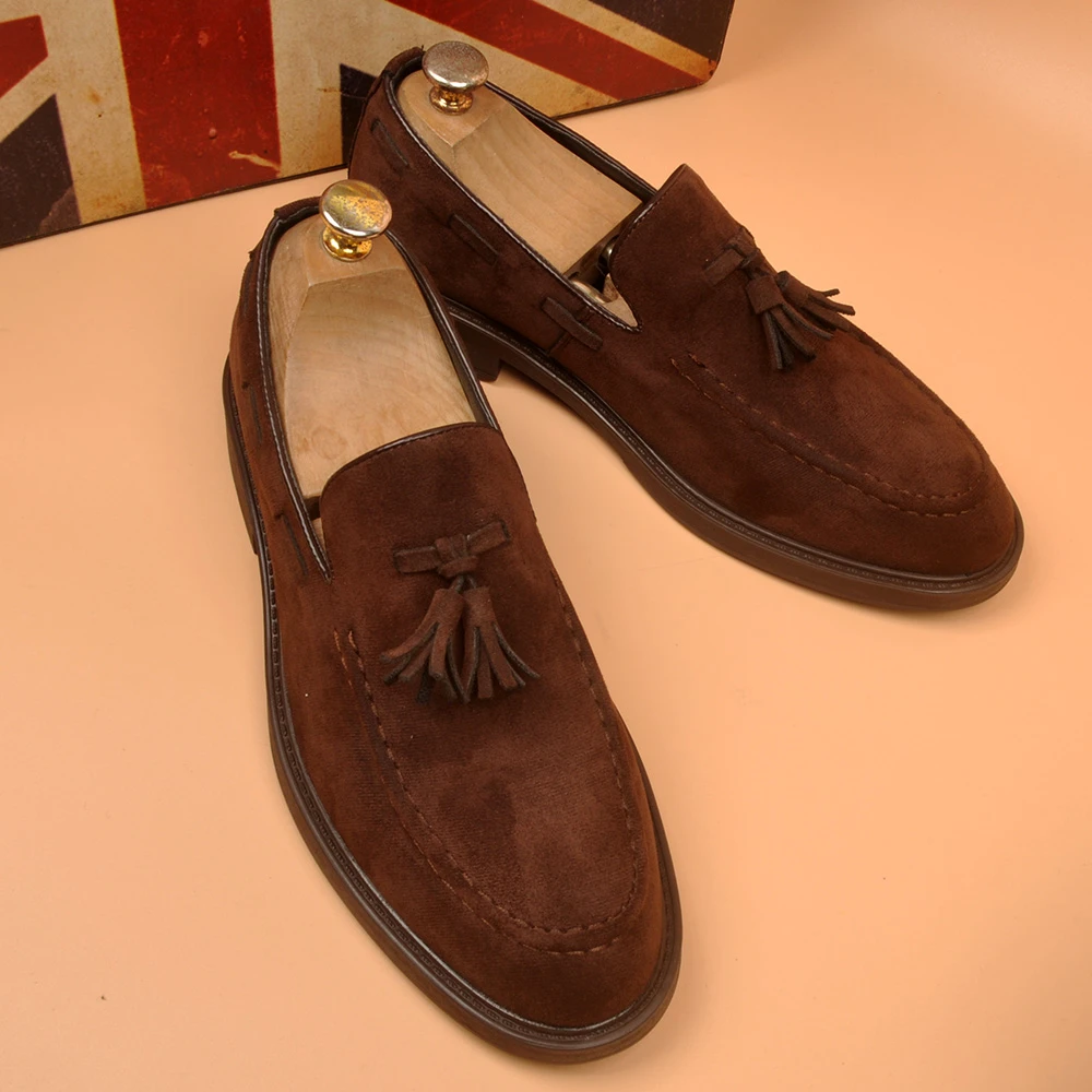 青春潮流男士休闲英伦风豆豆鞋流苏皮鞋透气春季百搭工作尖头皮鞋