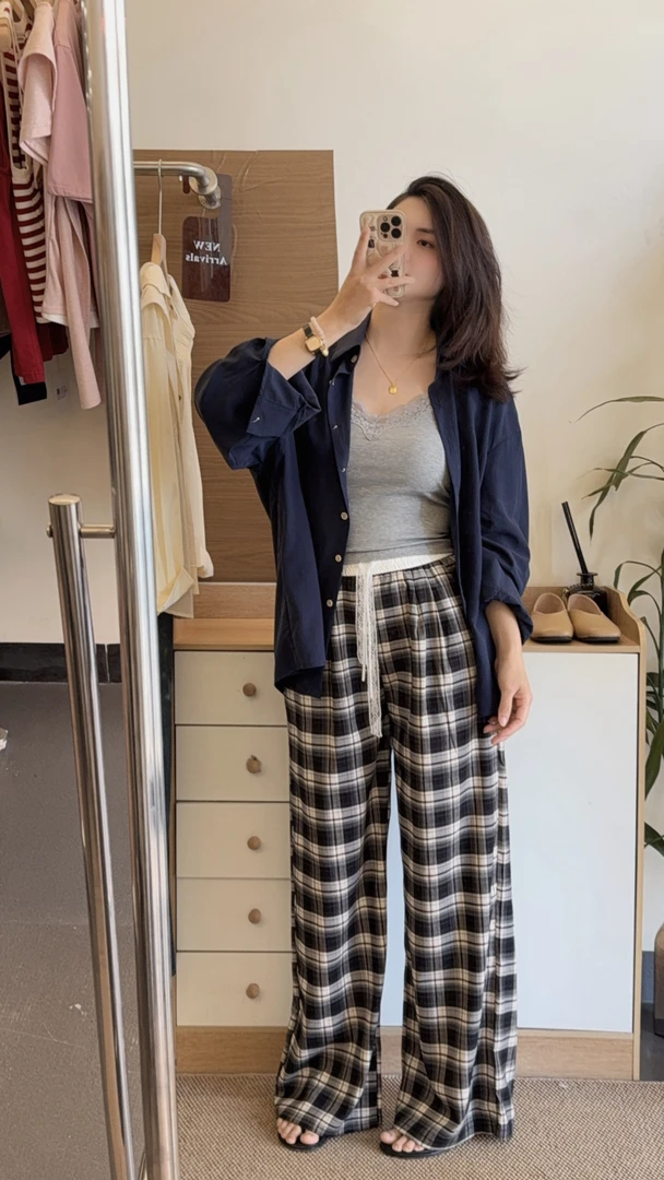 显白藏青色衬衫 夏天防晒衬衫