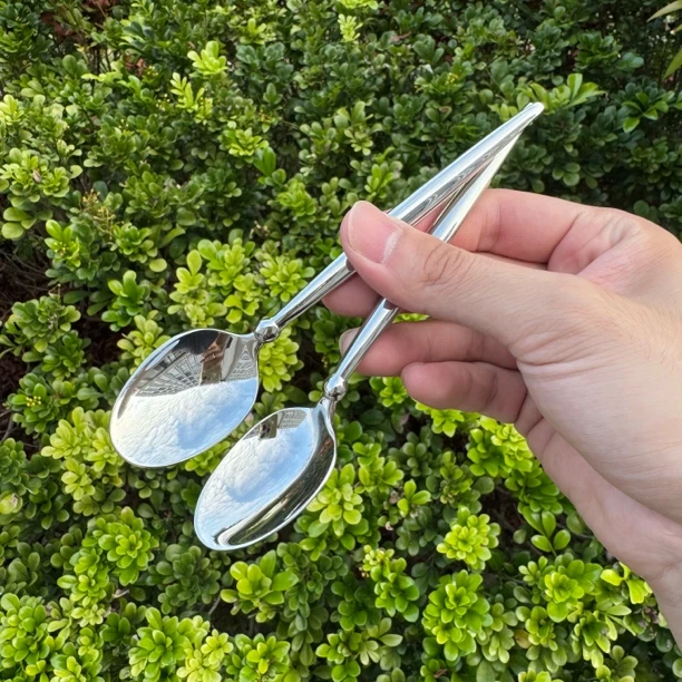 【两支装】18/10不锈钢精美圆柱长柄搅拌小汤匙咖啡西餐勺实用餐具