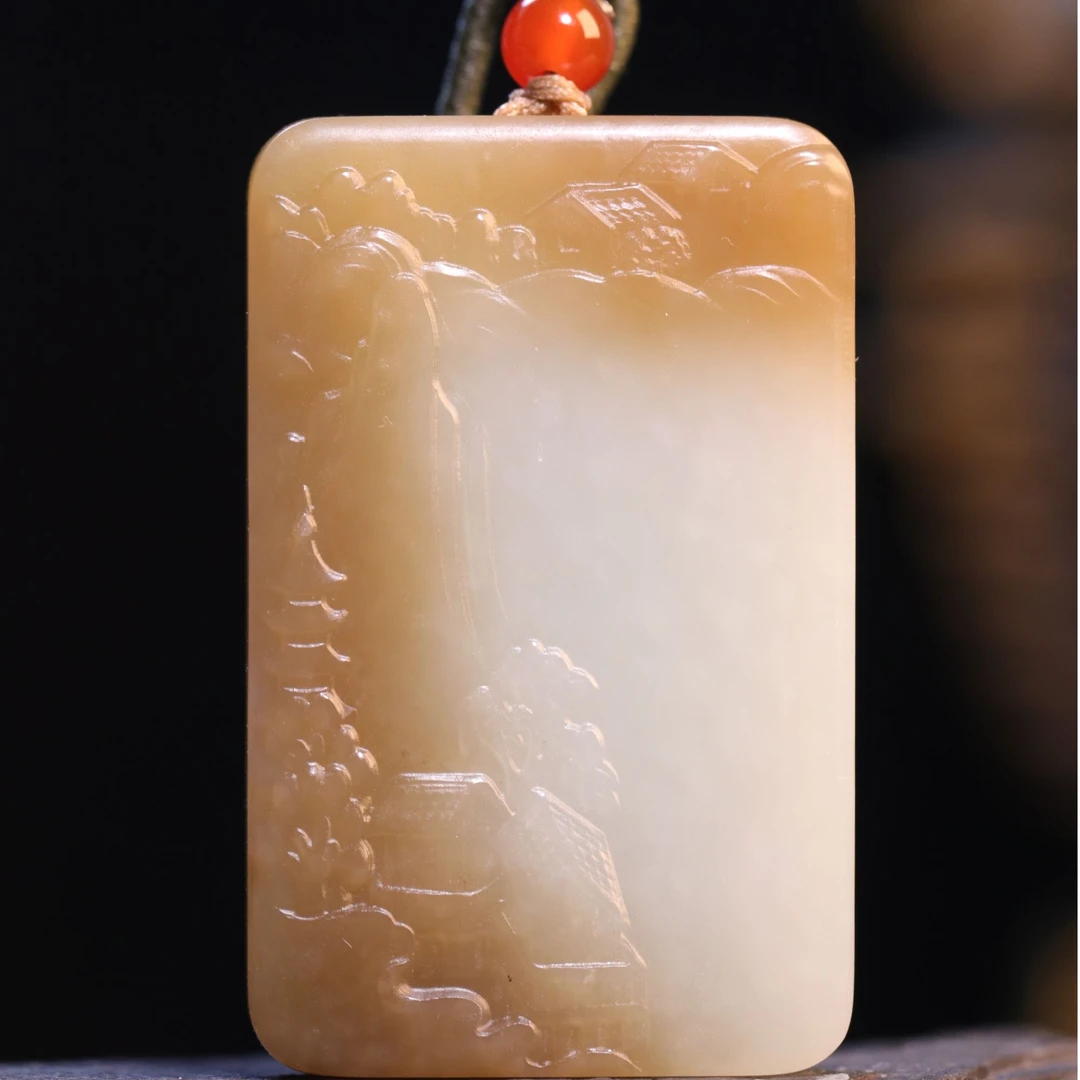 和田玉糖白悟道吊坠