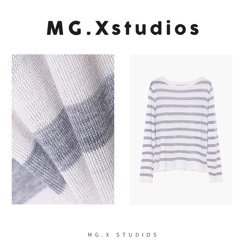 【密密】MGX条纹常规长袖毛针织衫秋休闲女装百搭衫M51C3233M4AA