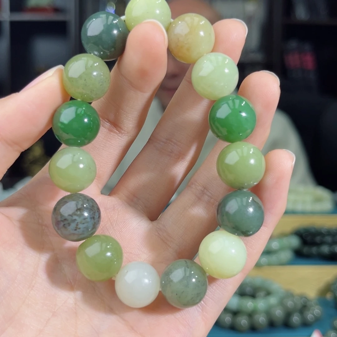和田玉手链未镶嵌手串纯天然新疆和田多宝14mm