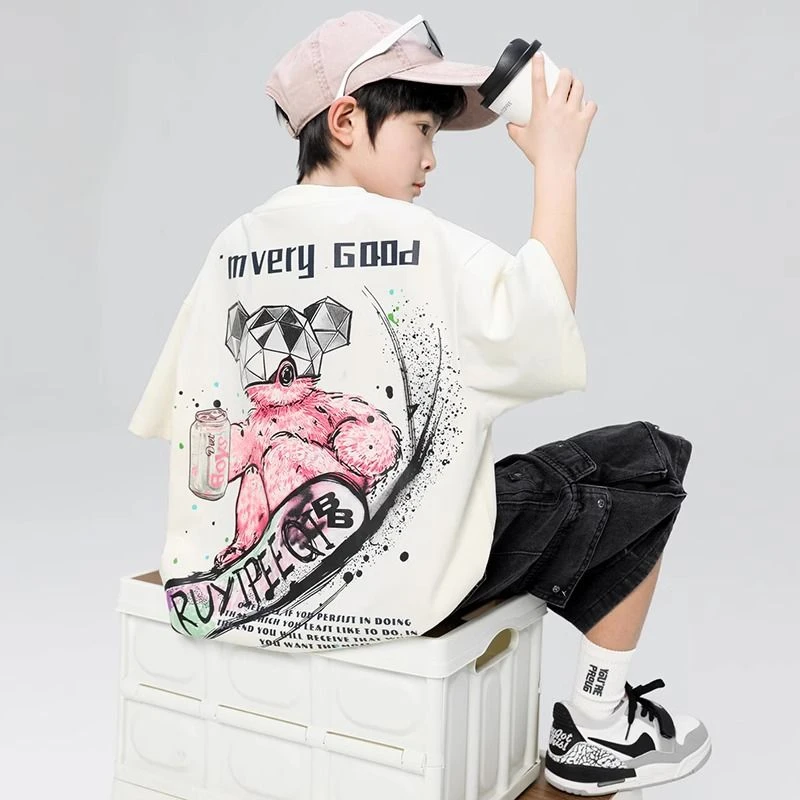 【100%纯棉】童装男童t恤短袖夏季儿童中大童男孩上衣半袖夏装潮款