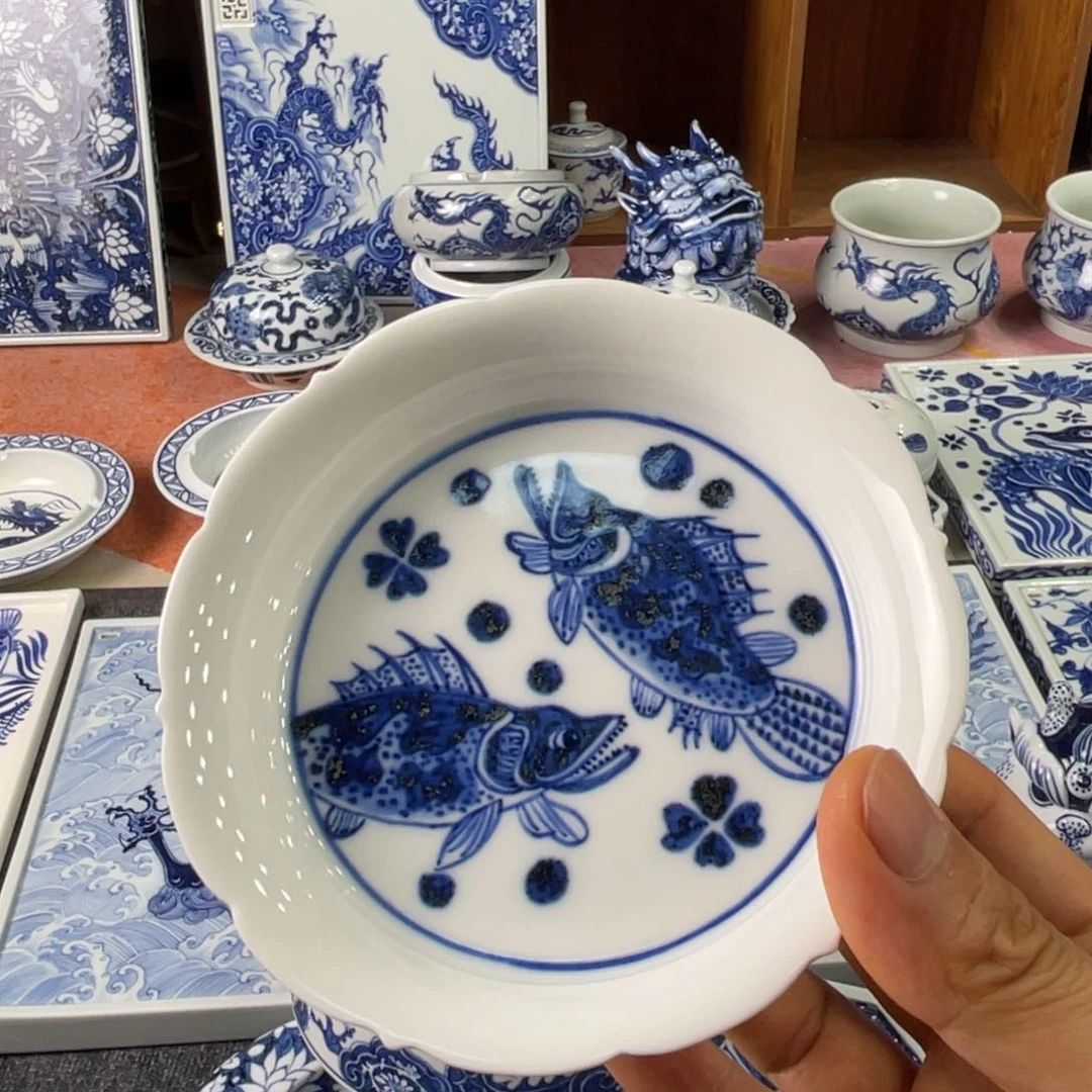 海*青景德镇陶瓷手工手绘
