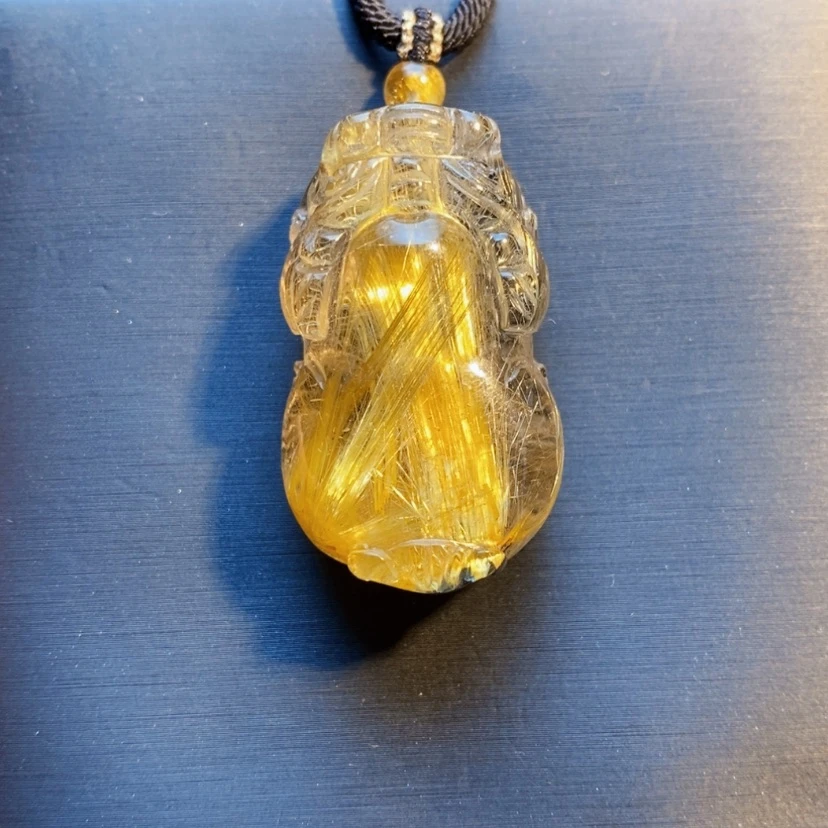 【闪购商品】发晶颈饰未镶嵌天然水晶金发晶貔貅吊坠