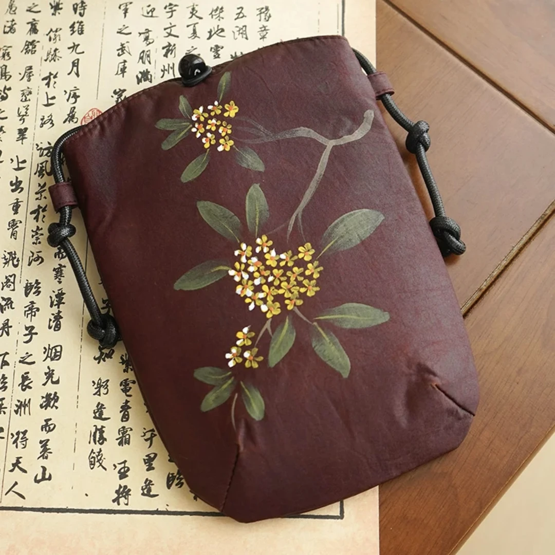 【双非遗手绘香云纱手机包】国风散步小斜挎女20x15cm新中式款包