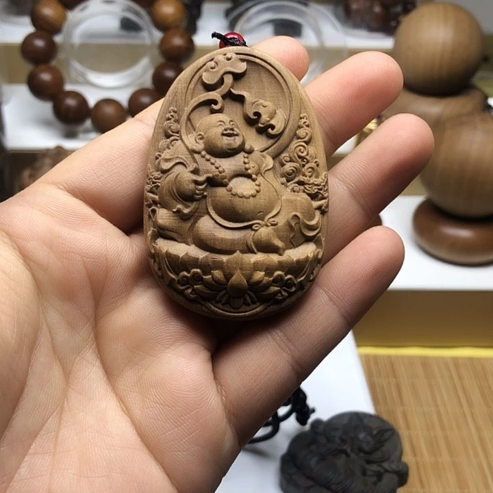 檀香木无事牌老山檀香弥勒佛