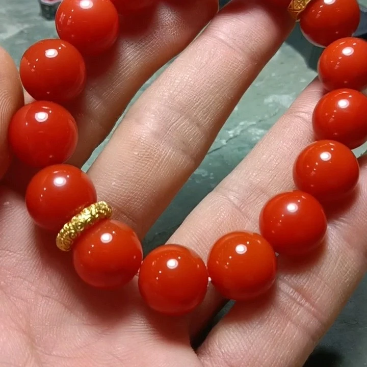 保山南红大水沟无杂无裂12+收藏级手串