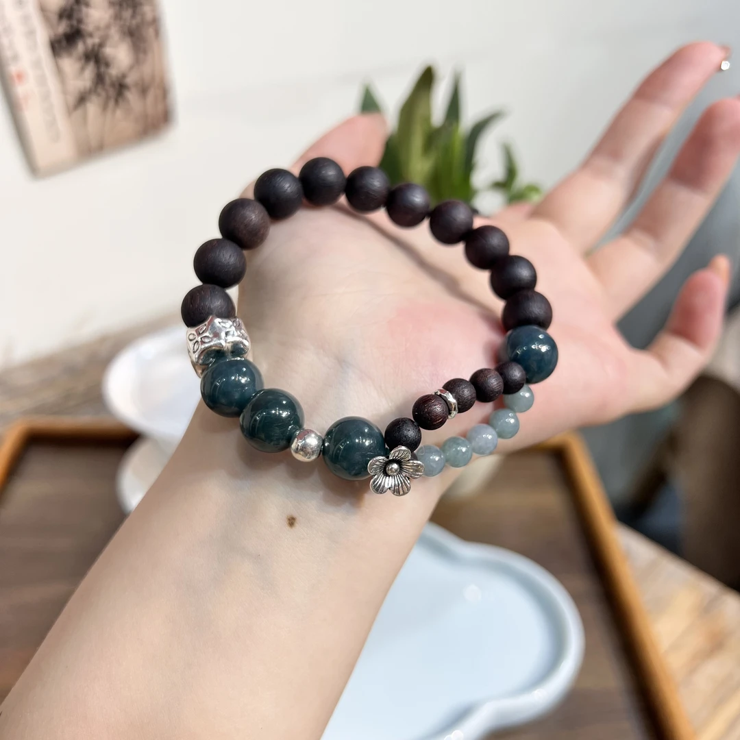 非金属木质手链 紫油降真 1.0单圈蓝水手串手链