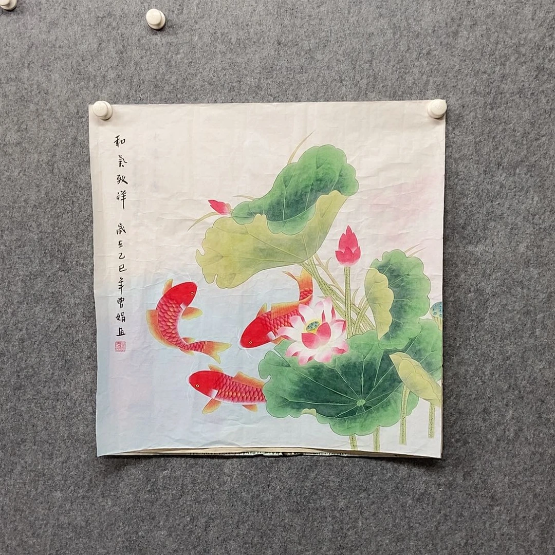 国画四尺斗方工笔花鸟一副