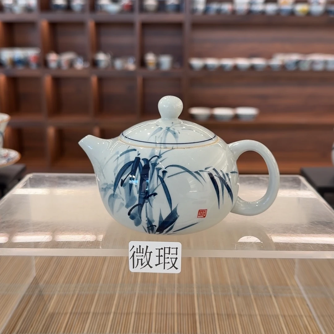 釉下手绘茶具微瑕