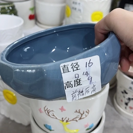 多肉绿植陶瓷花盆9.9包邮，有孔