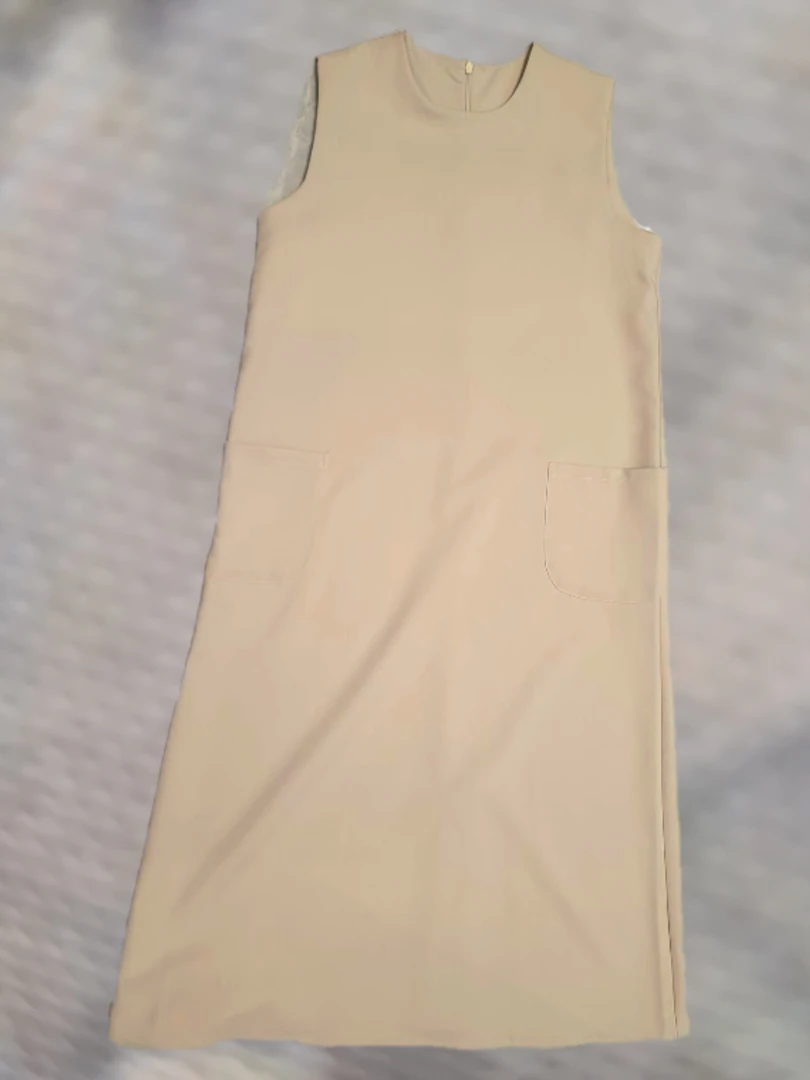 气质简约通勤无袖西装背心连衣裙女宽松圆领垂感直筒裙子