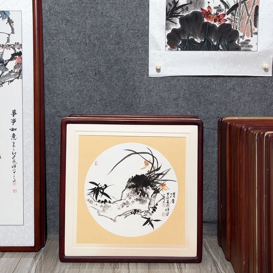 国画书画作品带框63×63