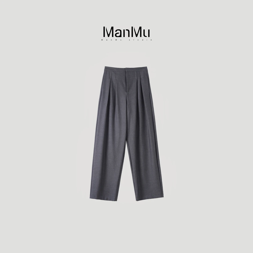 满目ManMu 【张琪专属】高级定制秋冬天丝醋酸阔腿裤350701