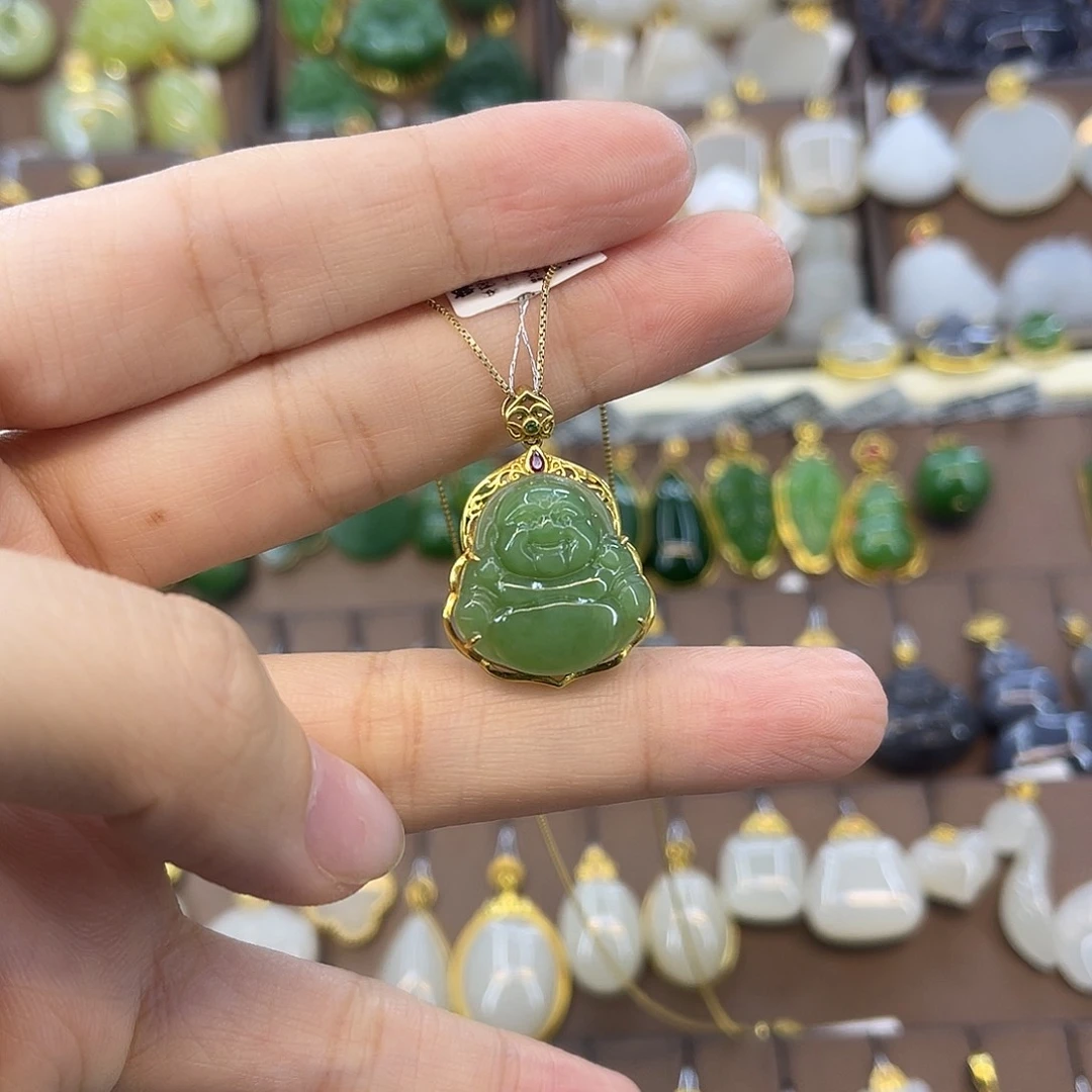 和田玉戒指18K金镶嵌