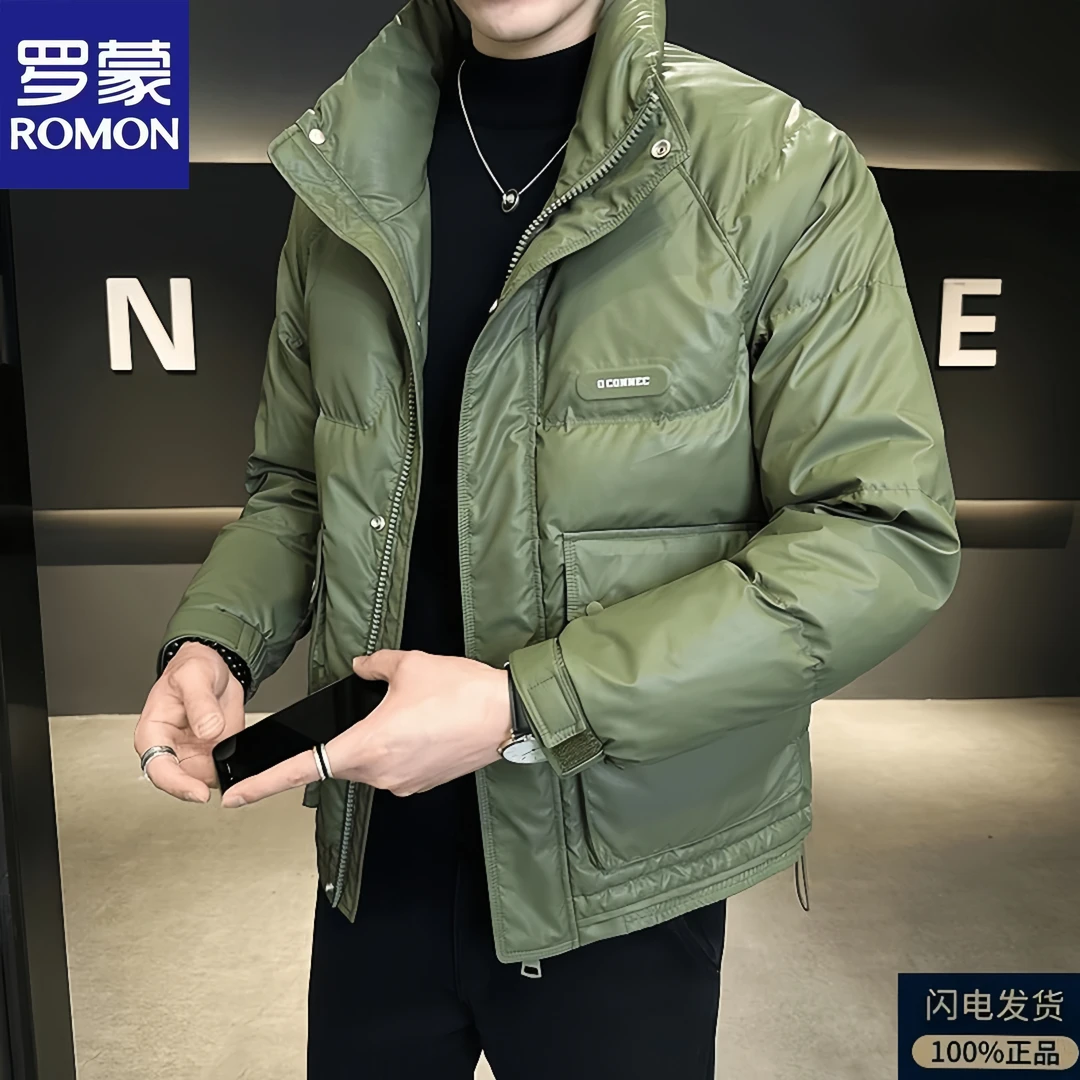 罗蒙潮牌棉服棉袄男士冬季新款潮牌轻薄短款冬天加厚男士立领外套