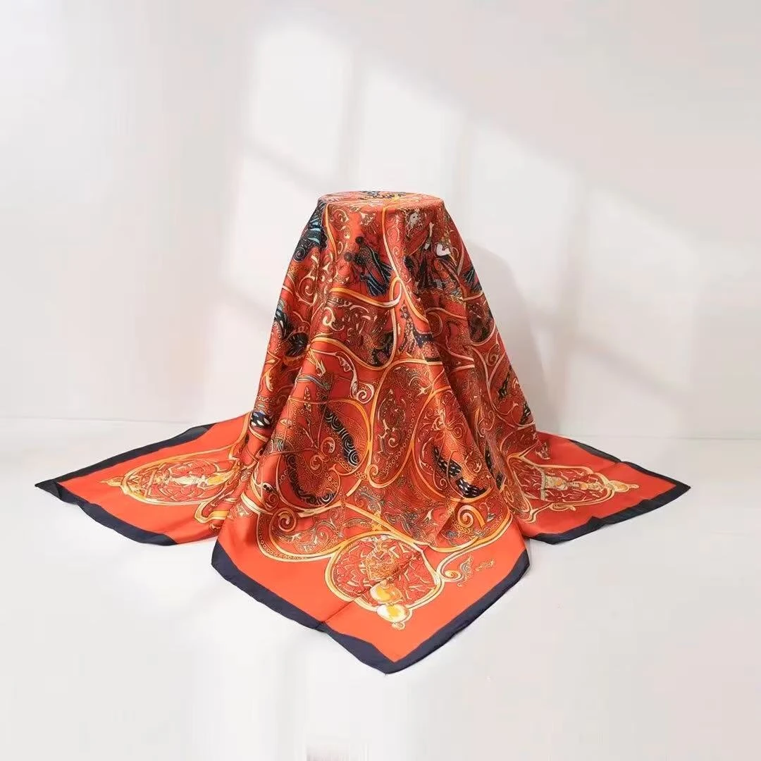 【繁花跃马】A075冬季春秋经典时尚优雅方巾百搭气质护颈薄款丝巾