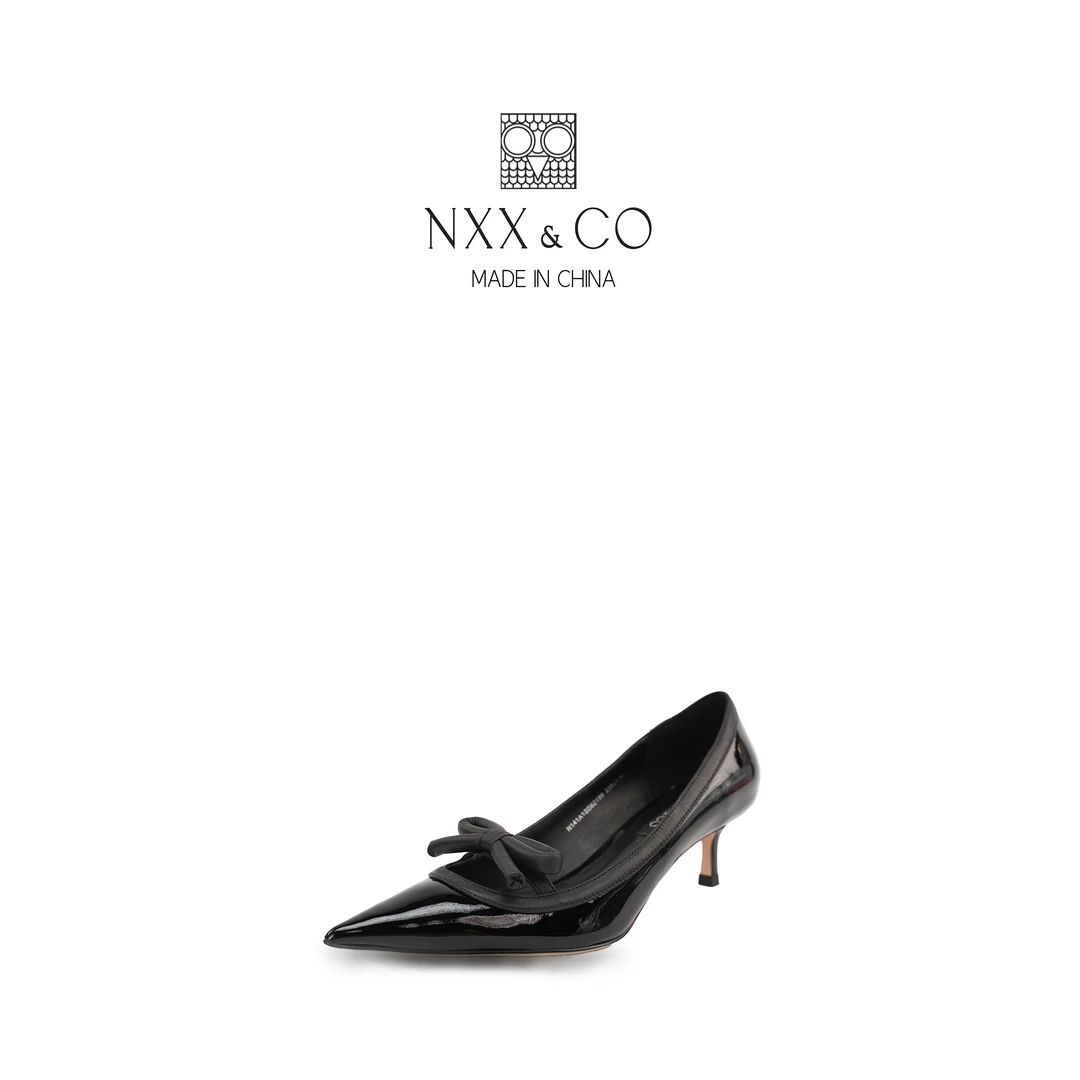 NXX&CO微瑕【若侨专属】蝴蝶结中跟尖头细跟春季浅口套脚中跟鞋单鞋