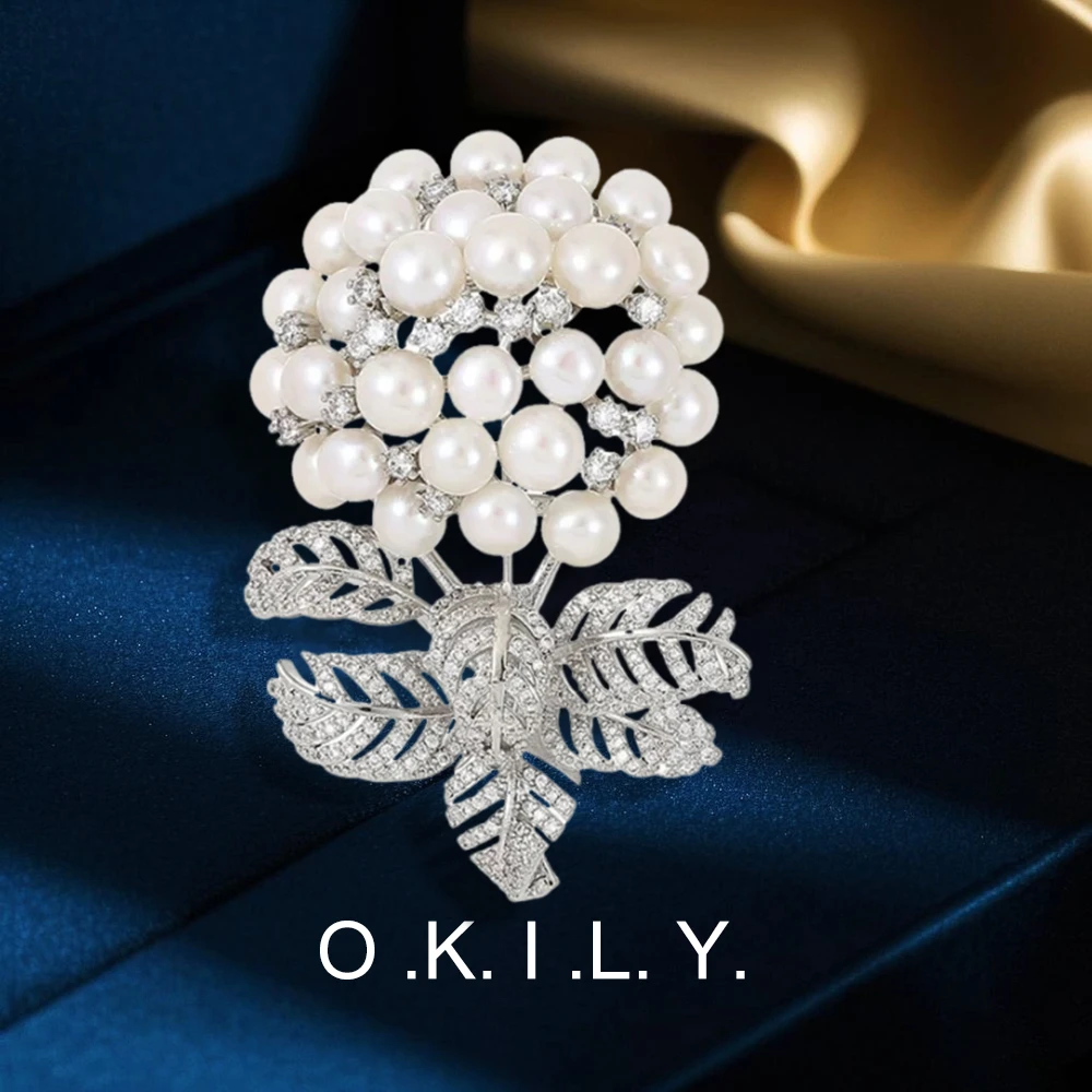 铜合金锆石胸针 BP0097 重工手工绣球花胸针秋冬新娘服饰配饰胸花