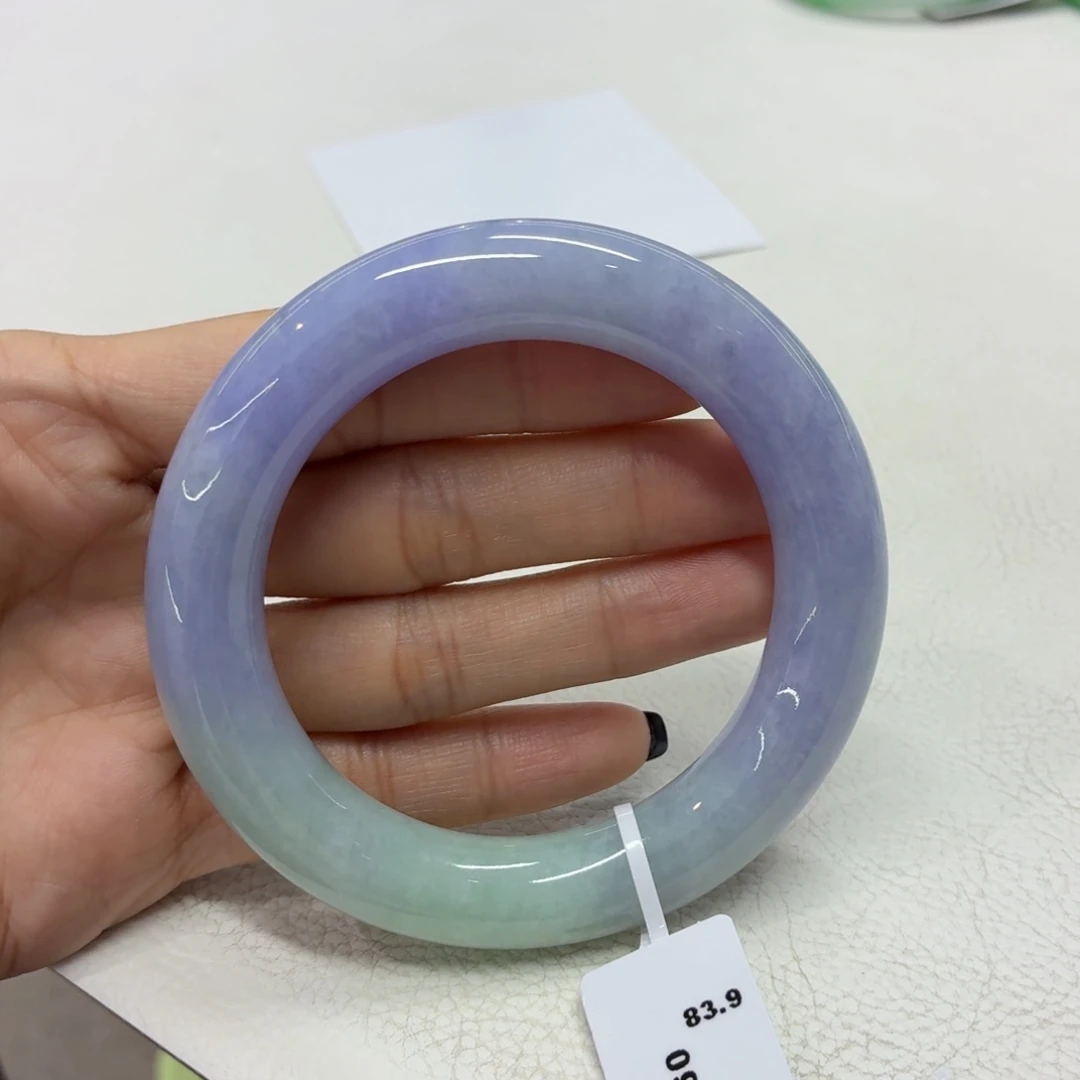 翡翠未镶嵌手镯缅甸翡翠手镯55.2胖圆条