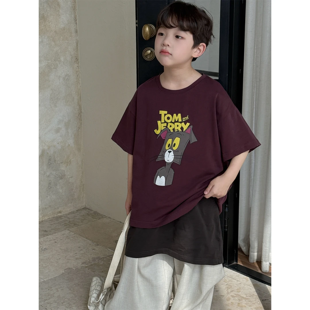 in 爱：nl25夏季童装男童短袖T韩版儿童卡通汤姆猫百搭半袖潮90560